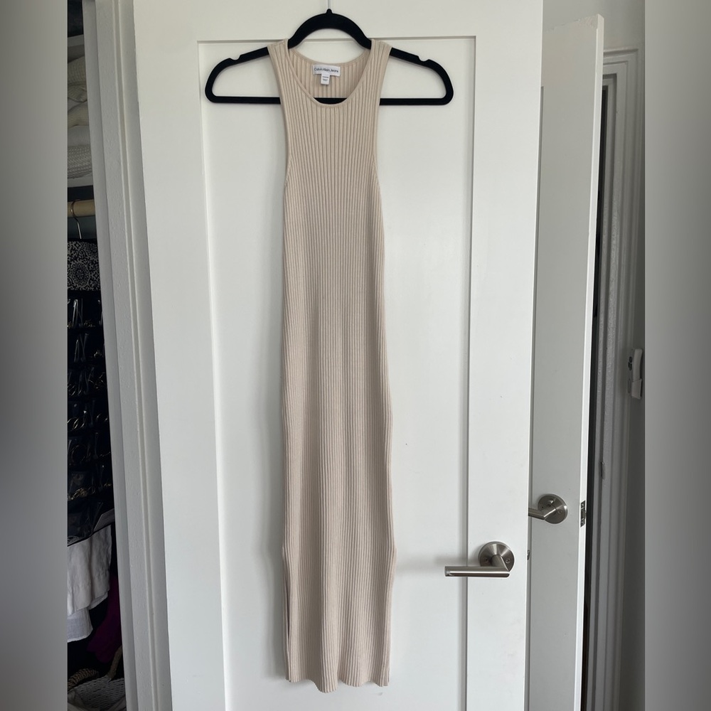 Calvin Klein Sleeveless Ribbed Midi Dress